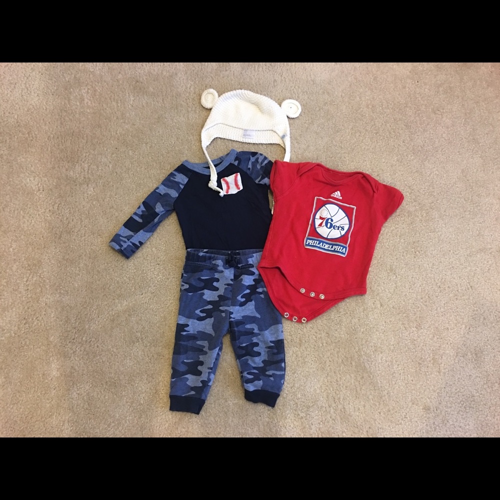 Little boy baller set. Bear hat included!